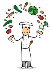 Koch mit Gemüse für vegane Ernährung