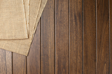 hessian cloth on wooden table