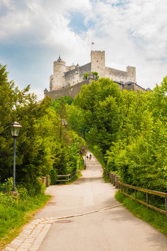 Hohensalzburg Castle (Festung Hohensalzburg) on Festungsberg mountain in Salzburg, Austria