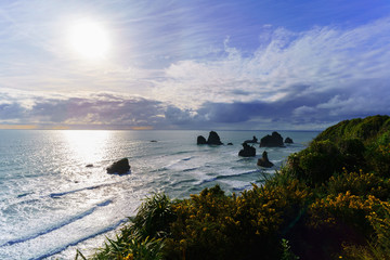 Beautiful Punakaiki coastline in sunset  , Paparoa National Park , West coast of South Island of New Zealand © PK4289