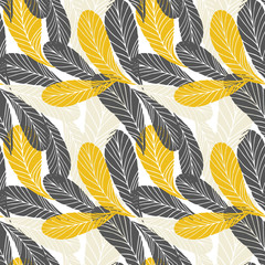 Fototapeta na wymiar Floral vector seamless pattern with tropical leaves.