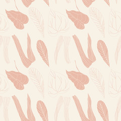 Floral vector seamless pattern with tropical leaves.