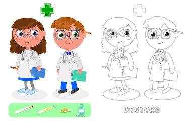 Doctors male and female vector
