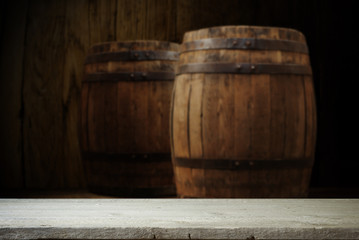 Wooden oak barrel isolated on white background