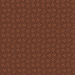Seamless pattern with coffee beans. Neutral background. Decorative doodle vector illustration