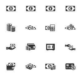 money symbols icon set