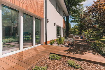 Villa porch on sunny day