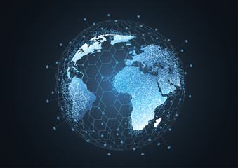 Global network connection. World map point and line composition concept of global business. Vector Illustration