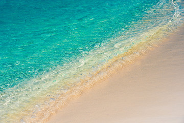 Beach wave close-up of Cayo Largo, Cuba. Сlose-up.