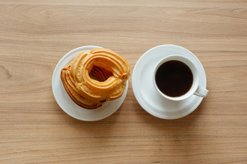 cheese bagel and coffee
