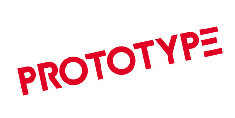 Prototype rubber stamp. Grunge design with dust scratches. Effects can be easily removed for a clean, crisp look. Color is easily changed.