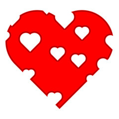 Red Heart with holes Vector