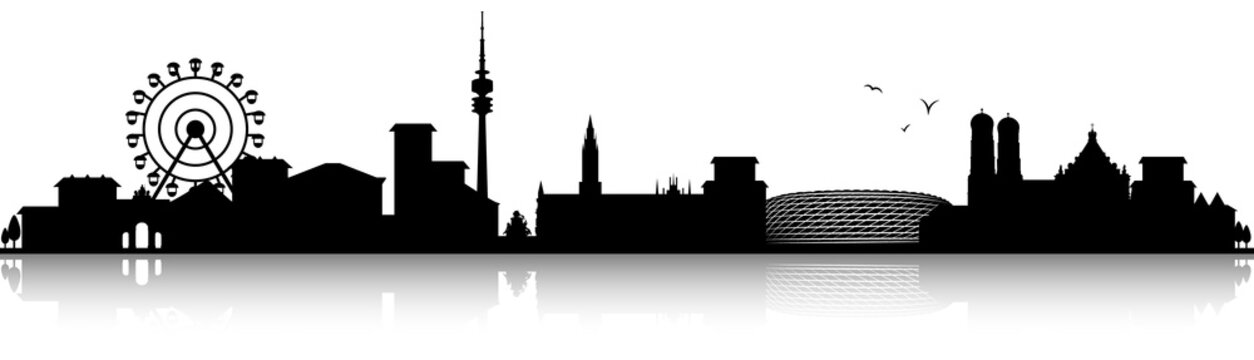 München Bayern Deutschland Oktoberfest Skyline Silhouette schwarz