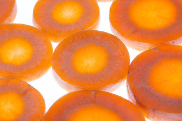 Healthy natural food, background. Carrots slices. 