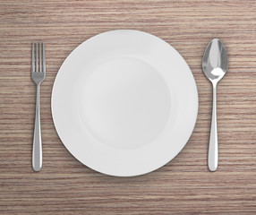 Top View Empty Dish On Table Background