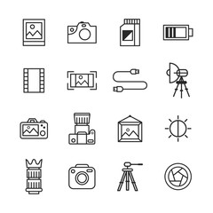Photography Icons In Outline Style
