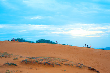 The whole scene of sand dunes in Mui Ne, Phan Thiet, Vietnam.