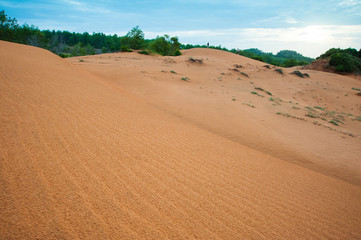 The whole scene of sand dunes in Mui Ne, Phan Thiet, Vietnam.