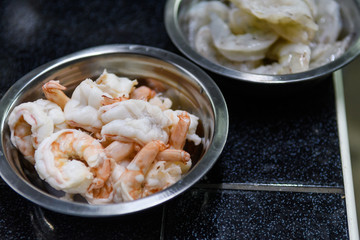 Fresh shrimp to cook.