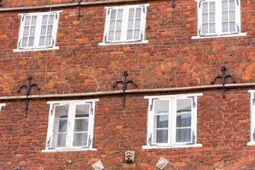 View of the facade of an old building, Oldenburg, Germany. Close-up.