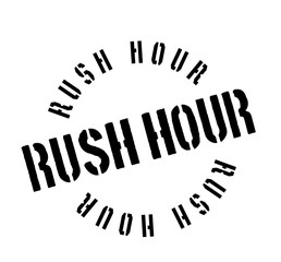 Rush Hour rubber stamp. Grunge design with dust scratches. Effects can be easily removed for a clean, crisp look. Color is easily changed.
