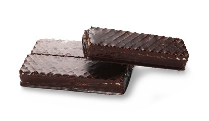 chocolate waffle bars isolated on white background
