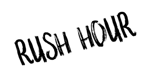 Rush Hour rubber stamp. Grunge design with dust scratches. Effects can be easily removed for a clean, crisp look. Color is easily changed.