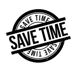 Save Time rubber stamp. Grunge design with dust scratches. Effects can be easily removed for a clean, crisp look. Color is easily changed.