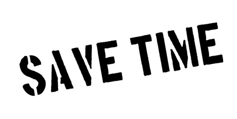 Save Time rubber stamp. Grunge design with dust scratches. Effects can be easily removed for a clean, crisp look. Color is easily changed.