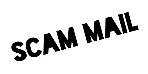 Scam Mail rubber stamp. Grunge design with dust scratches. Effects can be easily removed for a clean, crisp look. Color is easily changed.