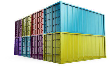 Fototapeta premium many colorful stacked Containers . 3d rendering