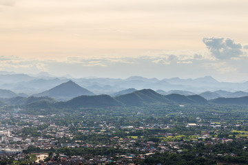 Beautiful landscape of Sunset, sky and cloudy view from top mountain Name is Phu Bo Bit, Loei, Thailand