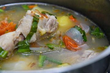 chicken broth in a pot chicken broth