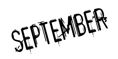 September rubber stamp. Grunge design with dust scratches. Effects can be easily removed for a clean, crisp look. Color is easily changed.