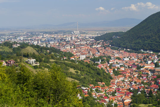 Aerial view of old part of Brasov, Romania