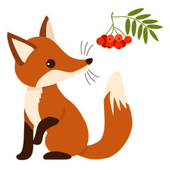 Obraz premium Cute cartoon fox in flat vector style