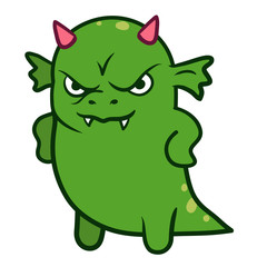 Cute angry dragon monster showing attitude
