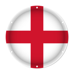 Fototapeta premium round metallic flag of England with screw holes