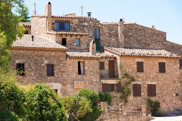 Fototapeta na wymiar View of the buildings in the village Siurana de Prades, Tarragona, Catalunya, Spain.