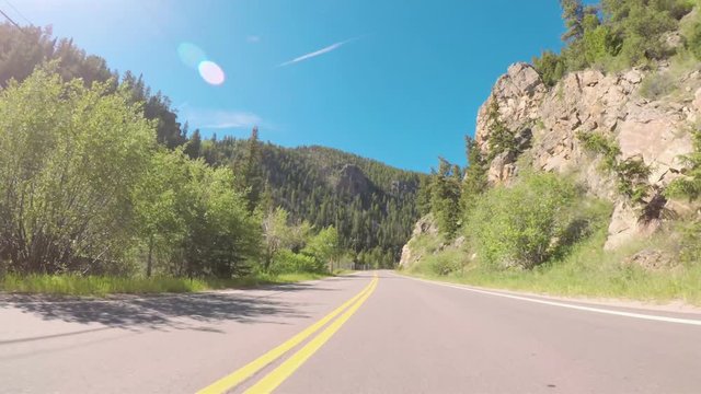 POV point of view -  Driving on small road in the mountains