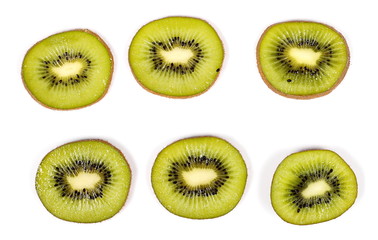 Fototapeta premium Kiwi fruit slices set, collection isolated on white background