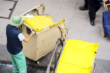 garbage bin container maintenance by the burning