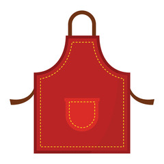 Red kitchen apron icon vector iilustration isolated on white background. Cartoon flat apron for design and web