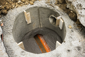 sewer  pipes repair for worker  in construction site