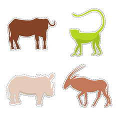 African Animals  Silhouettes Made as Stickers