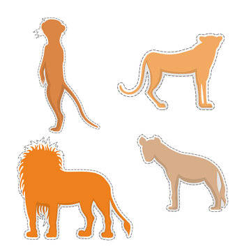 African Animals  Silhouettes Made as Stickers