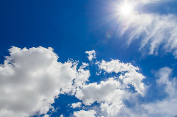 White clouds in deep blue sky