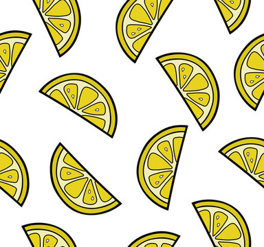Lemon slices summer seamless pattern