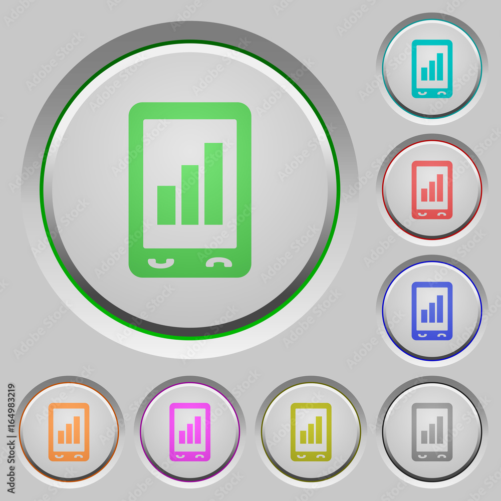 Poster mobile signal strength push buttons
