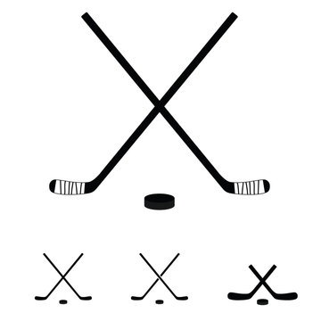 hockey sticks set icon illustration